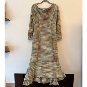 NWT Boho Crinkle Knit Mermaid Hem Dress – 100% Cotton, Made in Nepal, Sz L